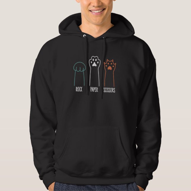 Rock Paper Scheren Handspiel Niedlich Paw Funny Ca Hoodie (Vorderseite)