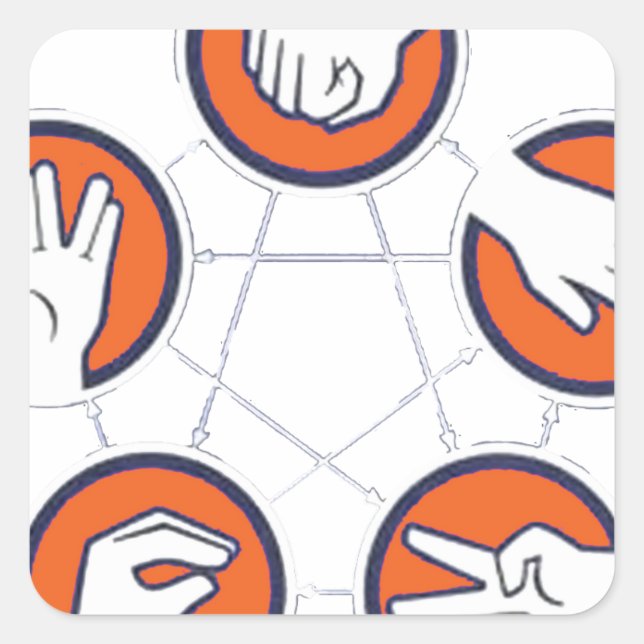 Rock Paper Scissard Lizard Spock Quadratischer Aufkleber (Vorderseite)