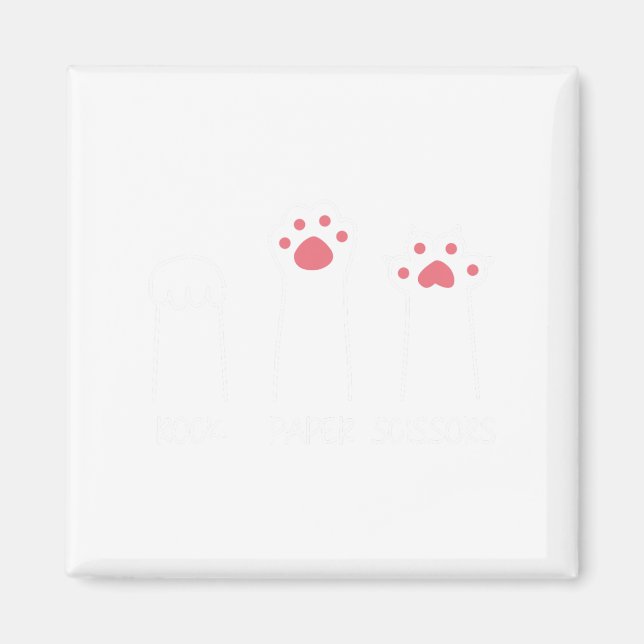 Rock Paper Scisser Handspielememe Tierkatzenkatze Magnet (Vorne)