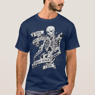 Rock Paper Scisson Throat Punch I Win Skelett  T-Shirt