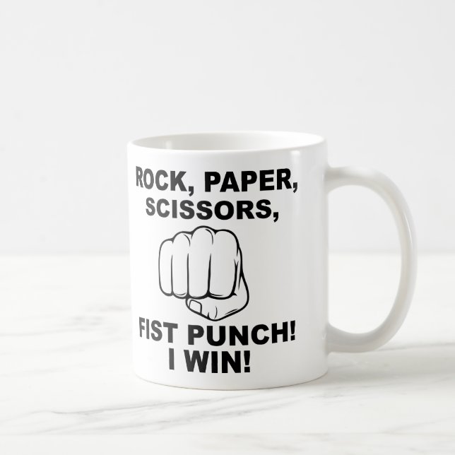 Rock Paper Scissor Fist Punch Funny Mug Kaffeetasse (Rechts)