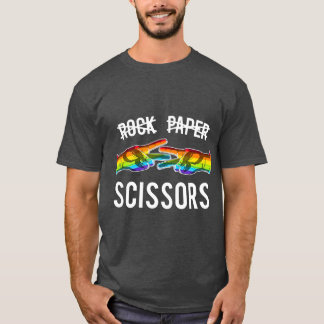 Rock Paper Scissor Lesbian Pride Rainbow LGB T-Shirt