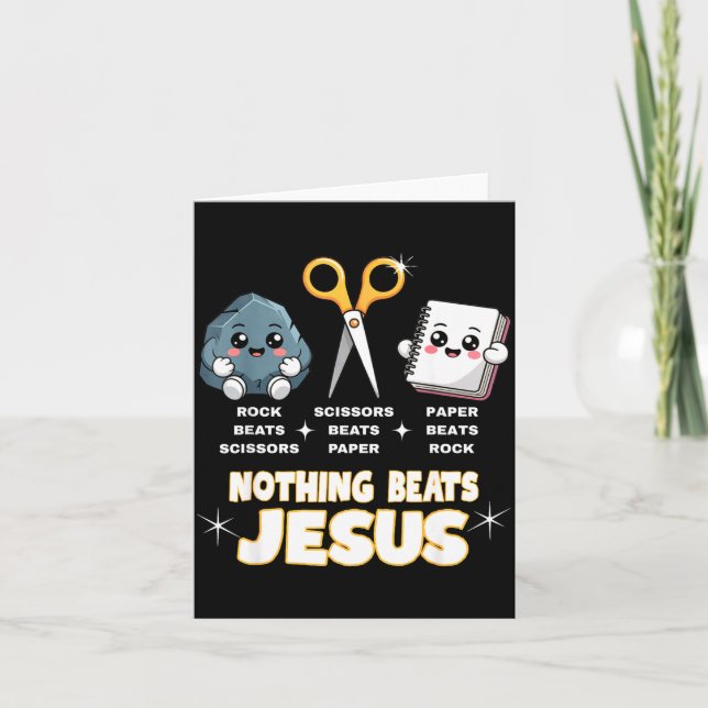 Rock Paper Scissors But Nothing Beats Jesus Funny  Karte (Vorderseite)