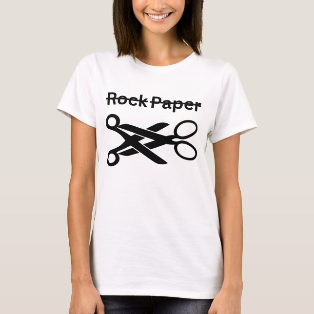 Rock Paper Scissors Funny Lesbian Theme T-Shirt (Vorderseite)