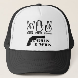 Rock Paper Scissors Gun I Win Truckerkappe