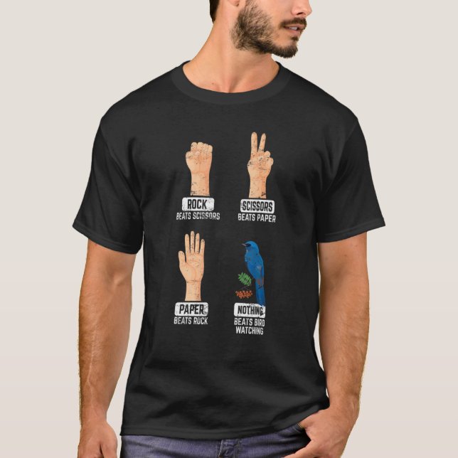 Rock Paper Scissors Nothing Beats Bird Watching Bi T-Shirt (Vorderseite)