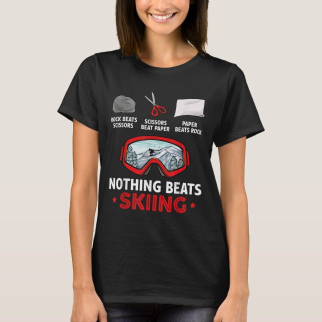 Rock Paper Scissors Nothing Beats Skiing  T-Shirt (Vorderseite)