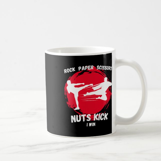 Rock Paper Scissors Nuts Kick Win Funny Taekwondo Kaffeetasse (Rechts)
