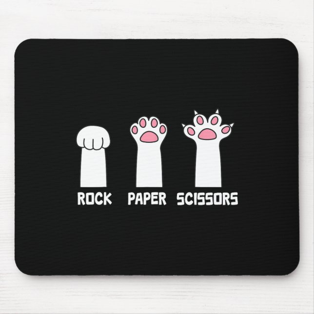 Rock Paper Scissy Cat Paws Game Niedlich Paw Funny Mousepad (Vorne)