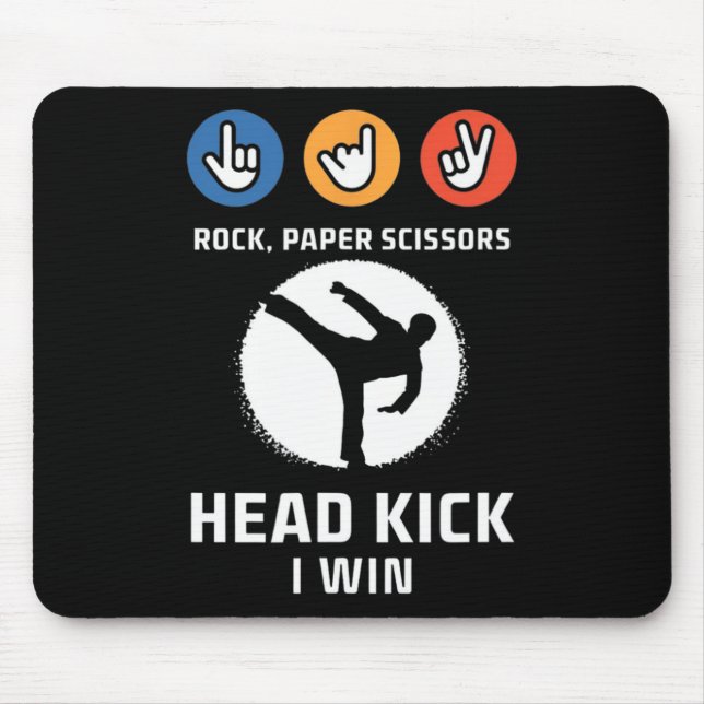 Rock Paper Scissy Headkick Win Funny Taekwondo K Mousepad (Vorne)