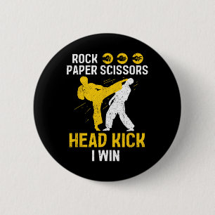 Rock Paper Scissy Headkick Win - Taekwondo Karat Button