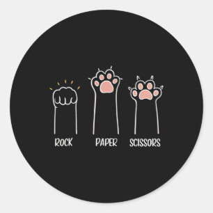 Rock Paper Scissy Paw Niedlich Cat Animal Game Runder Aufkleber