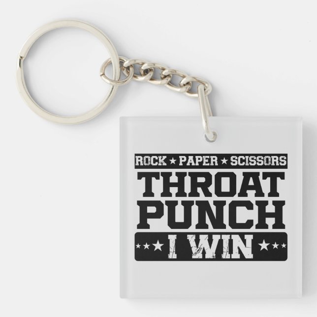 Rock Paper Scissy Throat Punch I Win, Funny Schlüsselanhänger (Vorderseite)