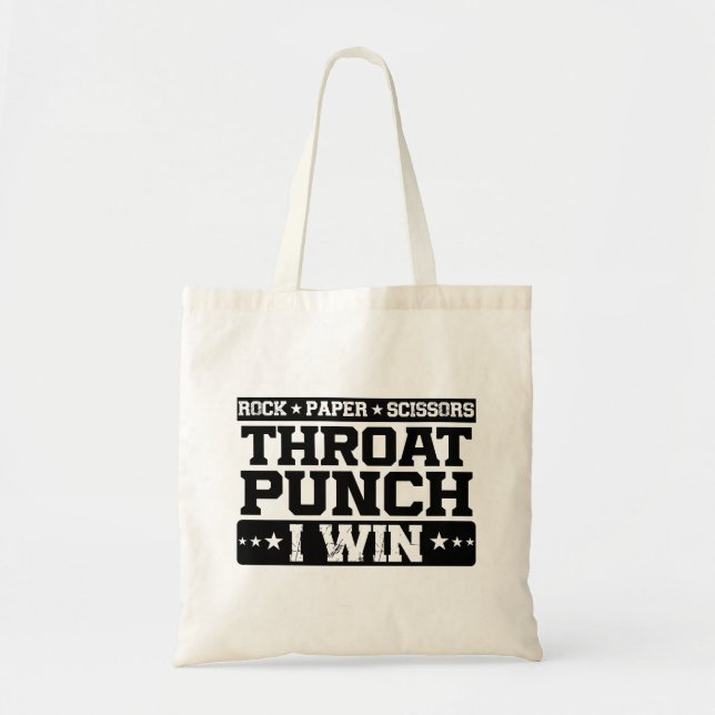 Rock Paper Scissy Throat Punch I Win, Funny Tragetasche (Vorne)