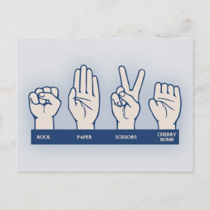 Rock, Papier, Schere, Kirschbombe Postkarte