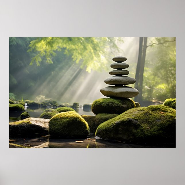 Rock Pebble Sand Tranquil Friedlich Poster (Vorne)