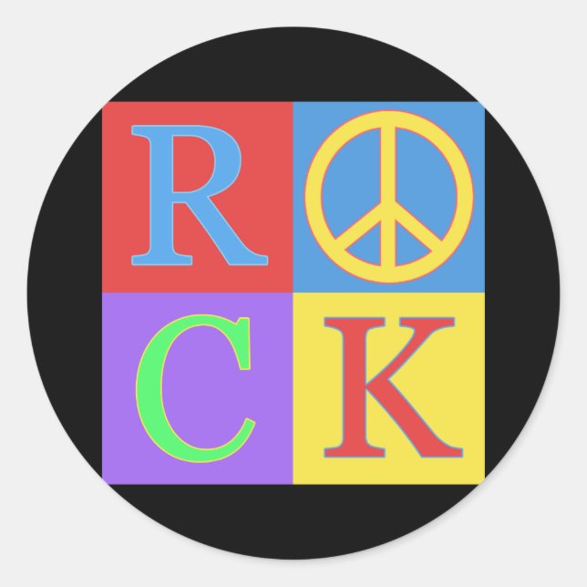 Rock Pop Art Design Runder Aufkleber (Vorderseite)