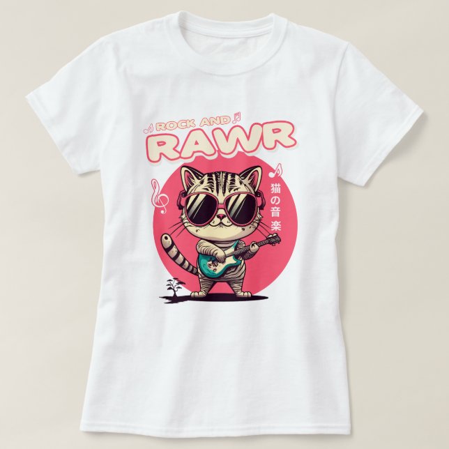 Rock & Rawr Cat für T - Shirt (Design vorne)