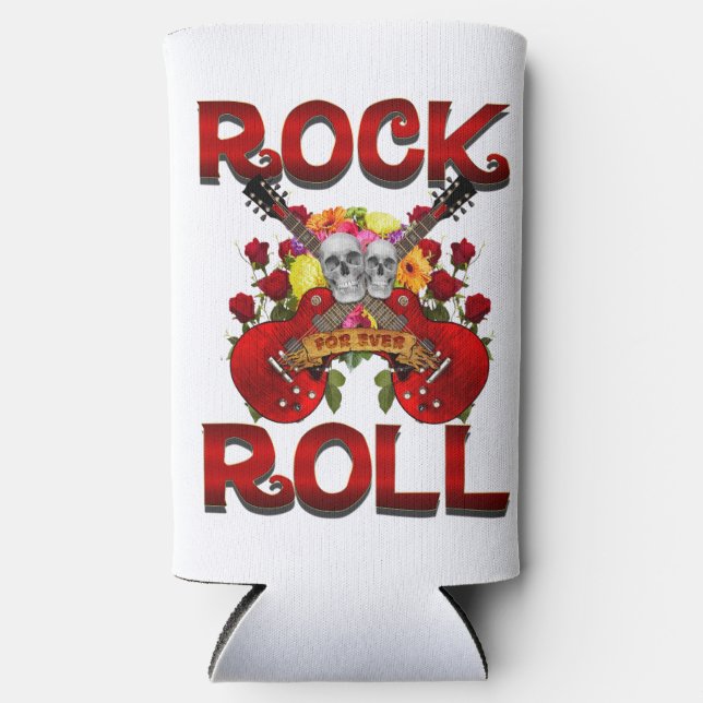 Rock Roll for Ever Skulls Selters Dosenkühler (Vorderseite)