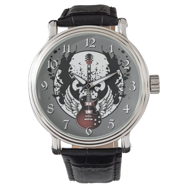 Rock & Roll Guitar Rockabilly Heavy Metal Musiker Armbanduhr (Vorderseite)