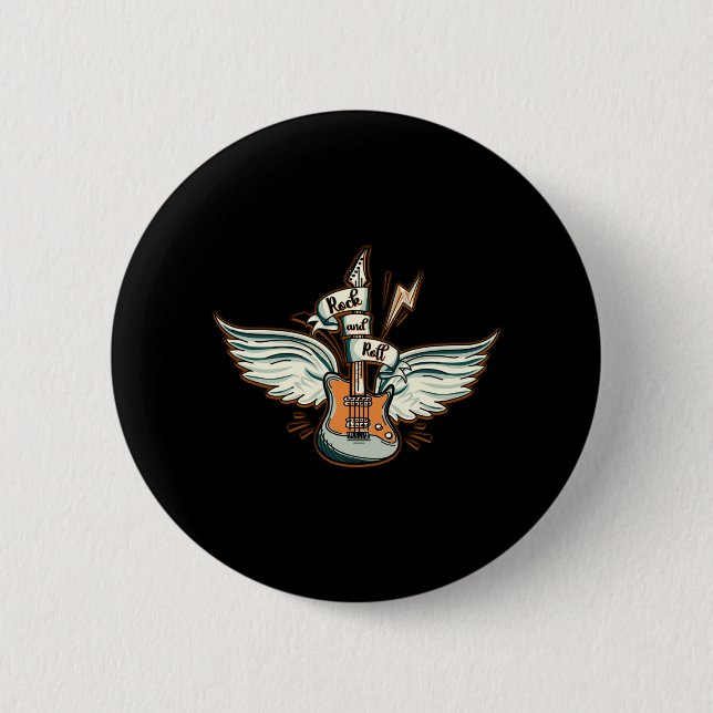 Rock & Roll Guitar Wings Music Button (Vorderseite)