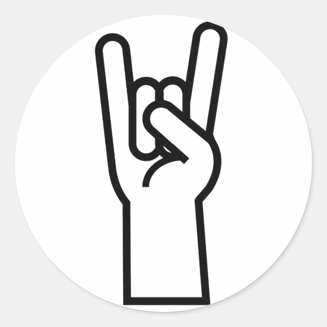 Rock & Roll Hand Symbol Runder Aufkleber (Vorderseite)