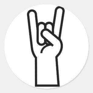 Rock & Roll Hand Symbol Runder Aufkleber