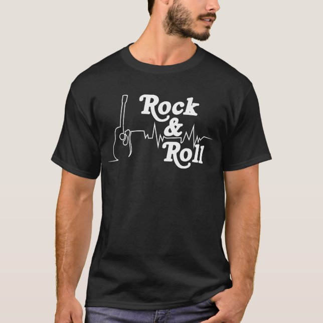 Rock & Roll Heartbeat - Cooles Geschenk für Musike T-Shirt (Vorderseite)