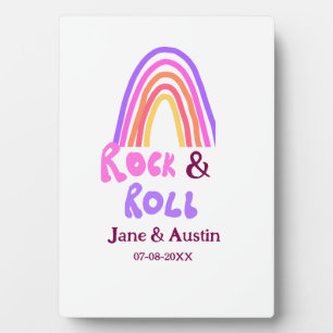 Rock & Roll Hochzeit fügen Pärchenname Retro Regen Fotoplatte