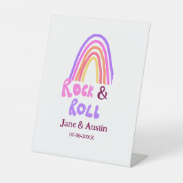 Rock & Roll Hochzeit fügen Pärchenname Retro Regen Sockelschild