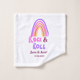 Rock & Roll-Hochzeit Paarname Retro-Regenbogen Waschlappen