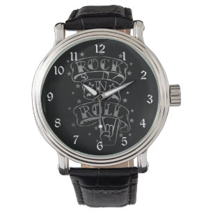Rock & Roll-Logo-Armbanduhr für Schwarz und Silber Armbanduhr
