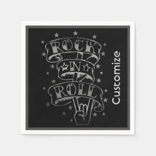 Rock & Roll-Logo für Schwarz und Silber Serviette