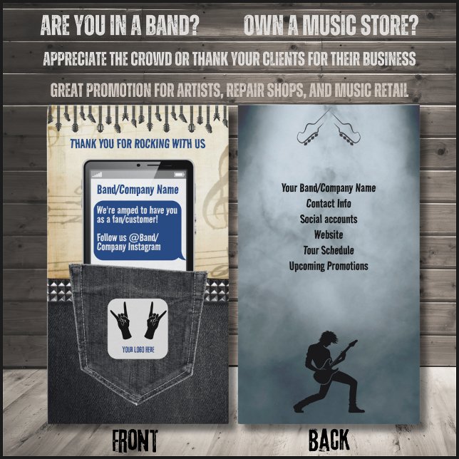 Rock & Roll Musician Business Card Visitenkarte (Rock & Roll Appreciation & Thank You Card)