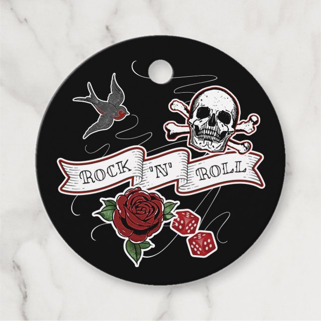 Rock & Roll Party Skull Rockabilly Tattoo Musiker Geschenkanhänger (Vorderseite)