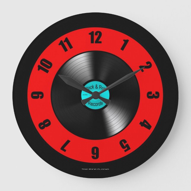 Rock & Roll Platten Große Wall-Uhr Wanduhr (Vorderseite)