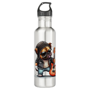 Rock Roll Puppy Dog (Drei) Edelstahlflasche