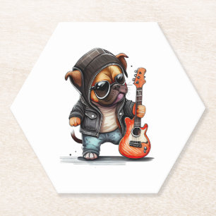 Rock Roll Puppy Dog (Drei) Untersetzer