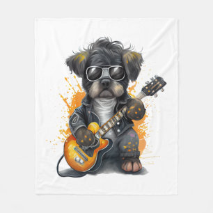 Rock Roll Puppy Dog (Vier) Fleecedecke