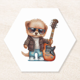 Rock Roll Puppy Dog (Zwei) Untersetzer