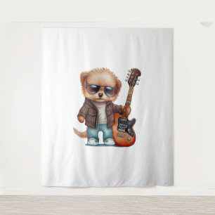 Rock Roll Puppy Dog (Zwei) Wandteppich