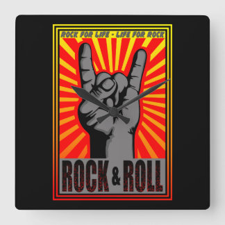 Rock & Roll Quadratische Wanduhr