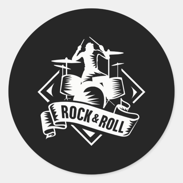 Rock & Roll Rocker Rock and Roll Music Liebhaber Runder Aufkleber (Vorderseite)