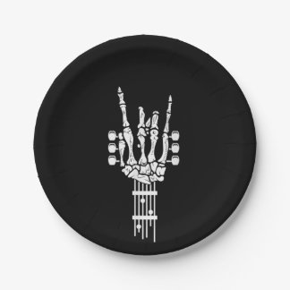 Rock & Roll Skeleton Gitarre LoverPaper Plate Pappteller