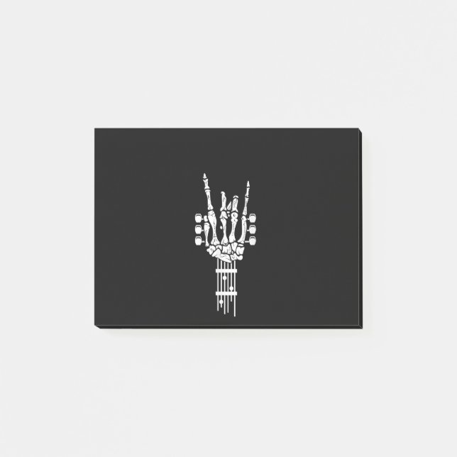 Rock & Roll Skeleton Gitarrenmusik Lover Post-it Klebezettel (Vorderseite)
