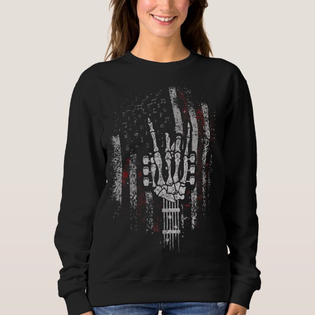 Rock & Roll Skeleton Gitarrenmusik Sweatshirt (Vorderseite)