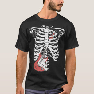 Rock & Roll Skeleton Guitar Player Figurine Music T-Shirt