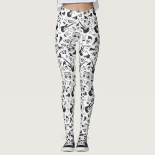 Rock & Roll thematische Leggings - schwarz und wei