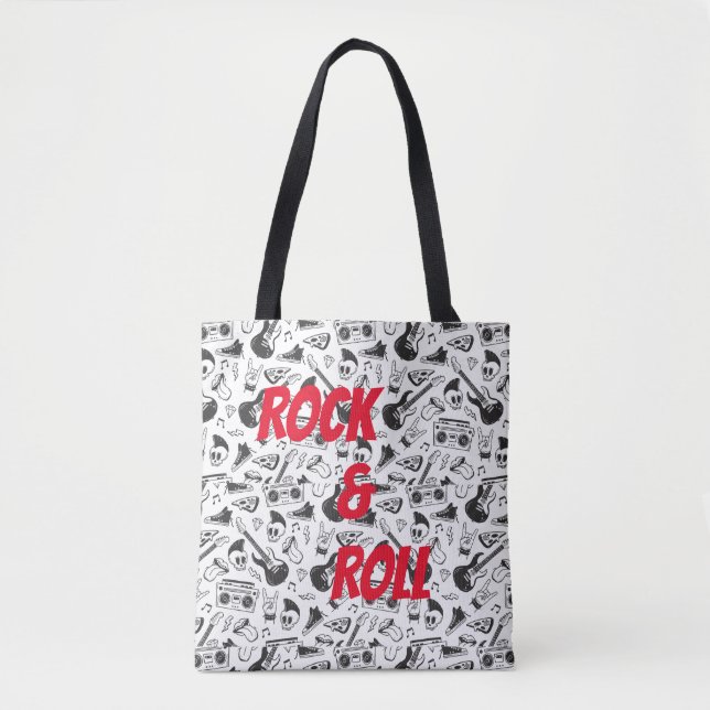 Rock & Roll Tote Tasche - rot & schwarz (Vorderseite)