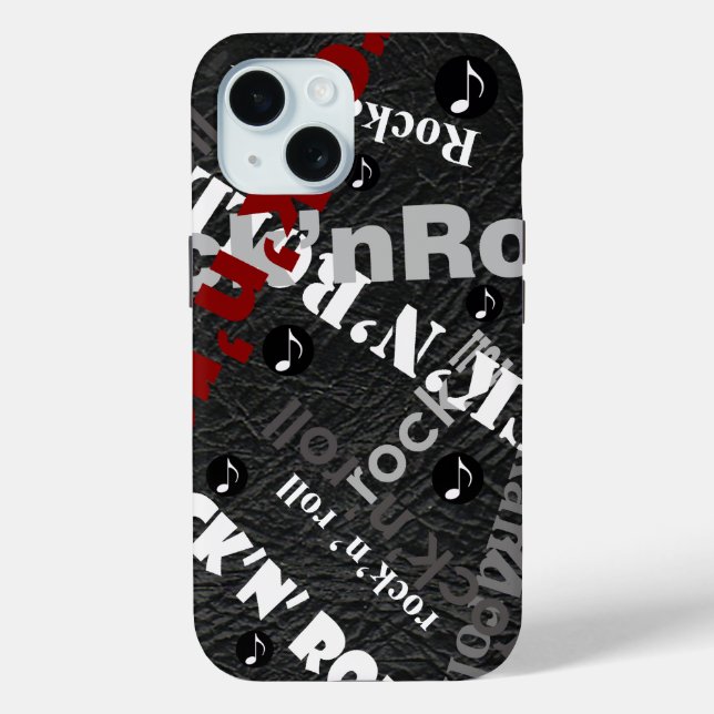 Rock & Roll Typografie - schwarz iPhone 15 Hülle (Rückseite)
